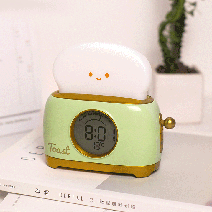 << READY STOCK >> Bread Toaster LED Night Lamp + Alarm Clock