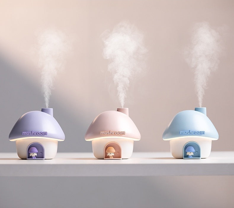 Mushroom Cottage Rechargeable Humidifier With Projector Background (5-9 Working Days Delivery)