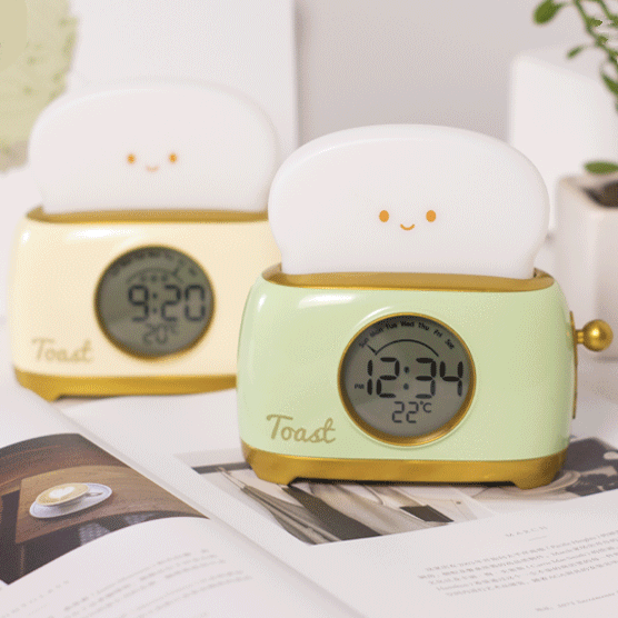 << READY STOCK >> Bread Toaster LED Night Lamp + Alarm Clock
