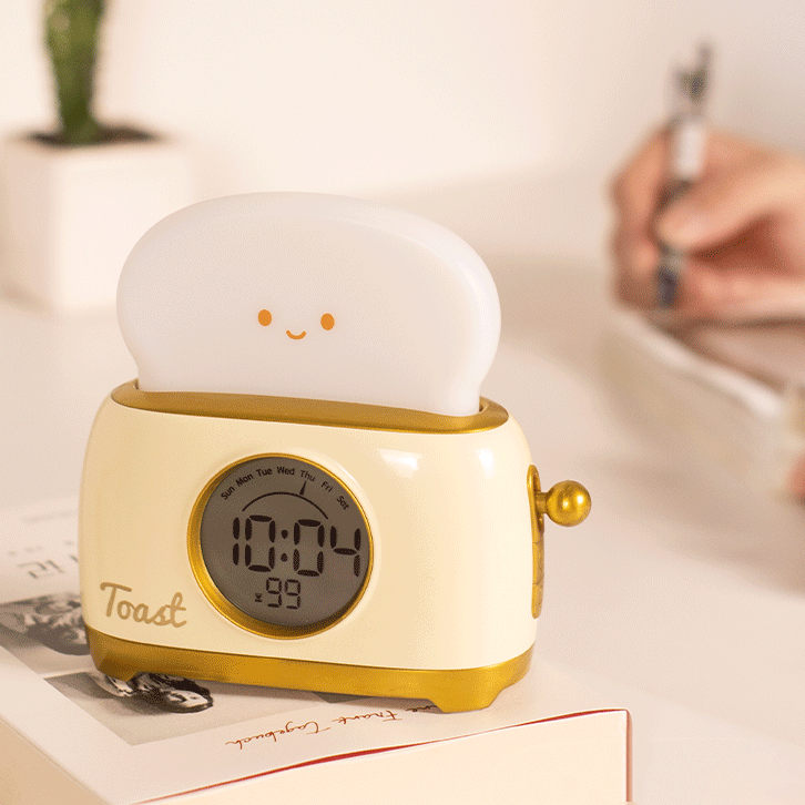 << READY STOCK >> Bread Toaster LED Night Lamp + Alarm Clock