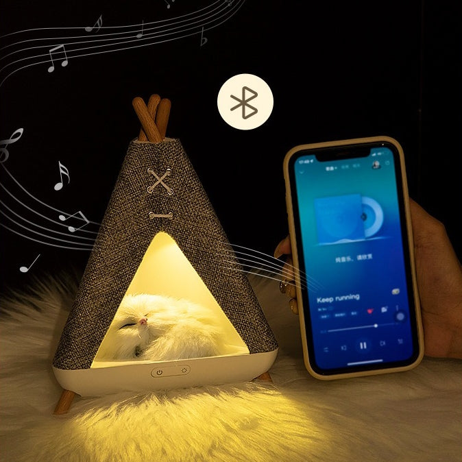 Cat-In-A-Hut Bluetooth Speaker + LED Night Lamp (5-9 Working Days Delivery)