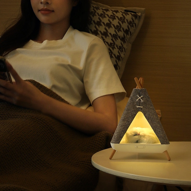 Cat-In-A-Hut Bluetooth Speaker + LED Night Lamp (5-9 Working Days Delivery)