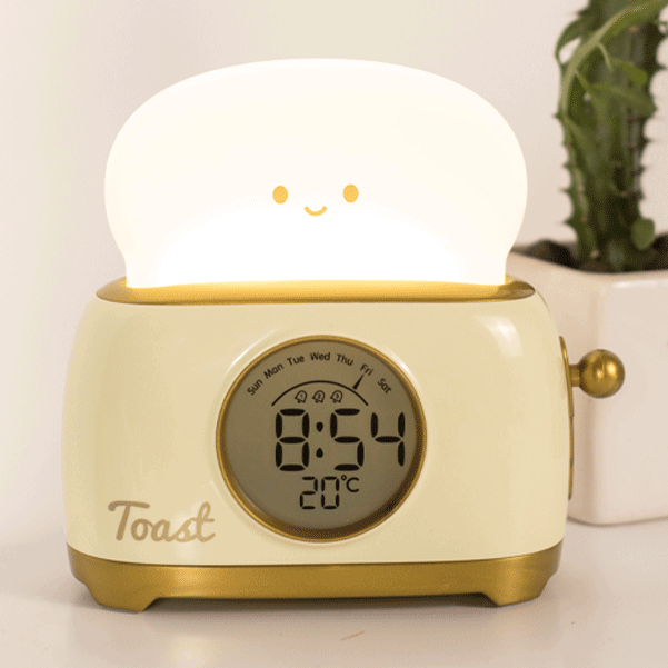 << READY STOCK >> Bread Toaster LED Night Lamp + Alarm Clock