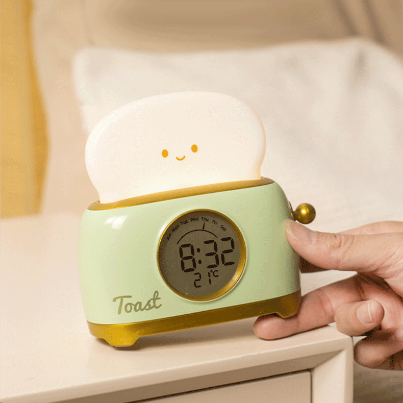 << READY STOCK >> Bread Toaster LED Night Lamp + Alarm Clock