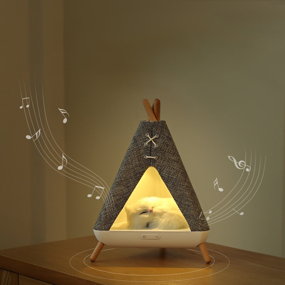 Cat-In-A-Hut Bluetooth Speaker + LED Night Lamp (5-9 Working Days Delivery)