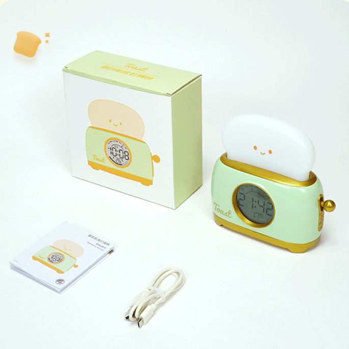 << READY STOCK >> Bread Toaster LED Night Lamp + Alarm Clock