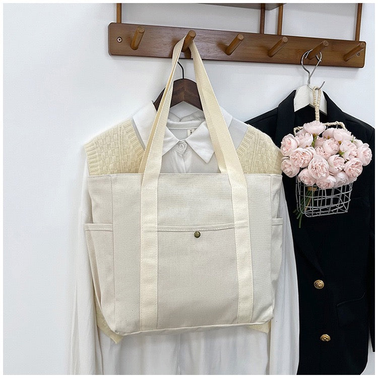 <<READY STOCK>> Tokyo Casual Canvas Tote Bag With Side Pocket