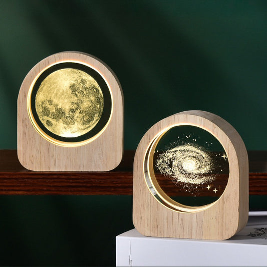 Decorative Wood Frame Glass Night Lamp (5-9 Working Days Delivery)