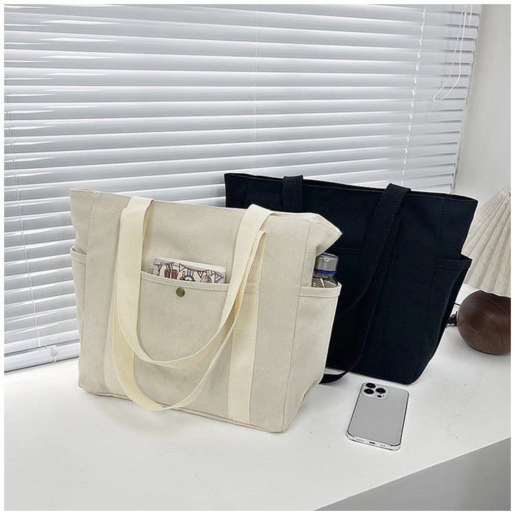 <<READY STOCK>> Tokyo Casual Canvas Tote Bag With Side Pocket