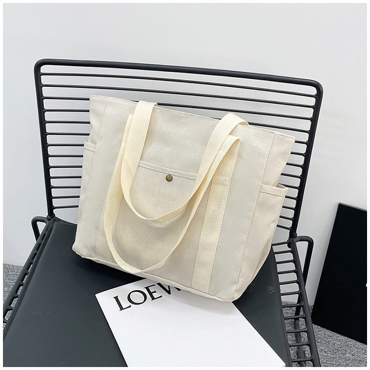 <<READY STOCK>> Tokyo Casual Canvas Tote Bag With Side Pocket