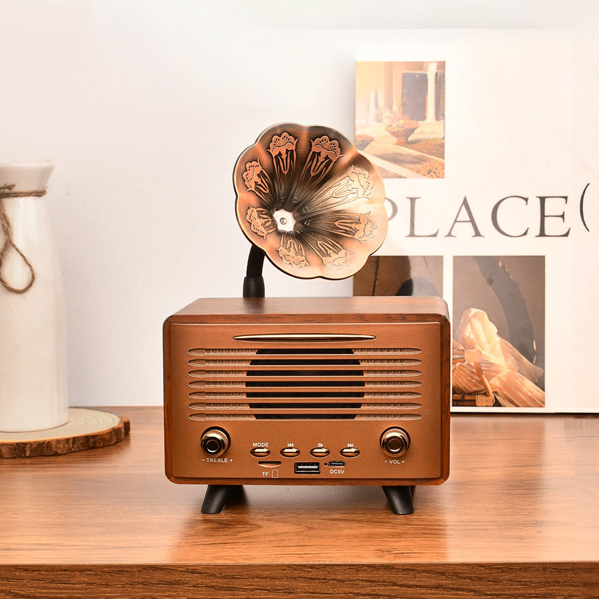 Retro Bronze Gramophone Bluetooth Speaker (5-9 Working Days Delivery)