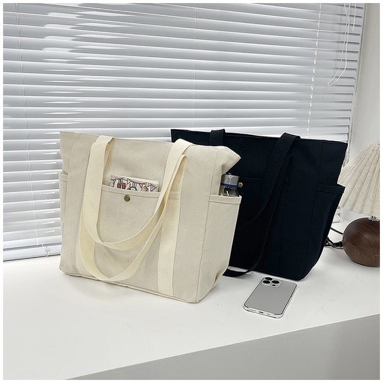 <<READY STOCK>> Tokyo Casual Canvas Tote Bag With Side Pocket