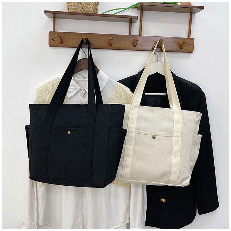 <<READY STOCK>> Tokyo Casual Canvas Tote Bag With Side Pocket