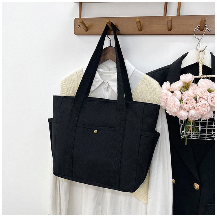 <<READY STOCK>> Tokyo Casual Canvas Tote Bag With Side Pocket