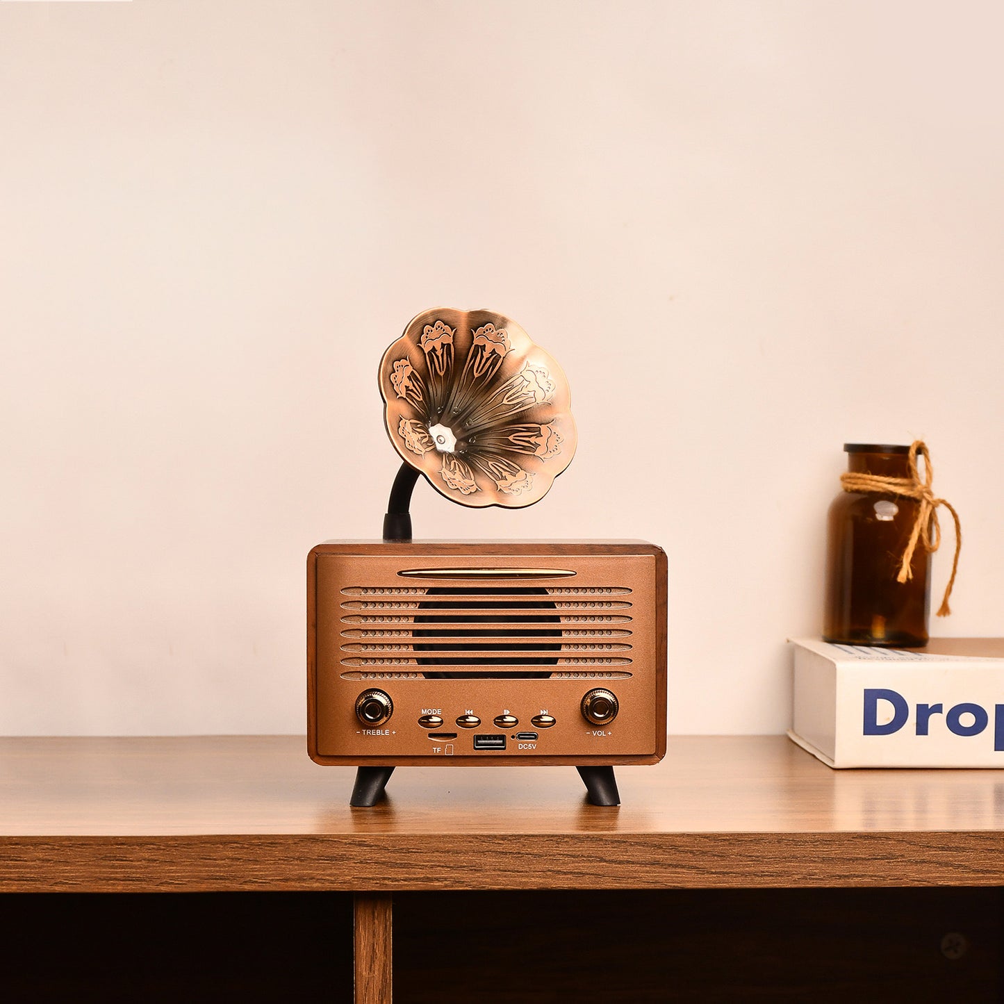 Retro Bronze Gramophone Bluetooth Speaker (5-9 Working Days Delivery)