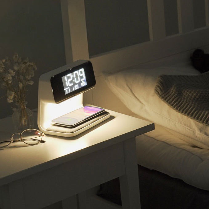 Modern Multifunctional Wireless Charging Pad + LED Lamp + Display Clock (5 - 9 Working Days Delivery)
