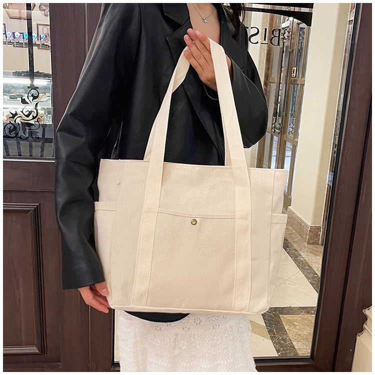 <<READY STOCK>> Tokyo Casual Canvas Tote Bag With Side Pocket
