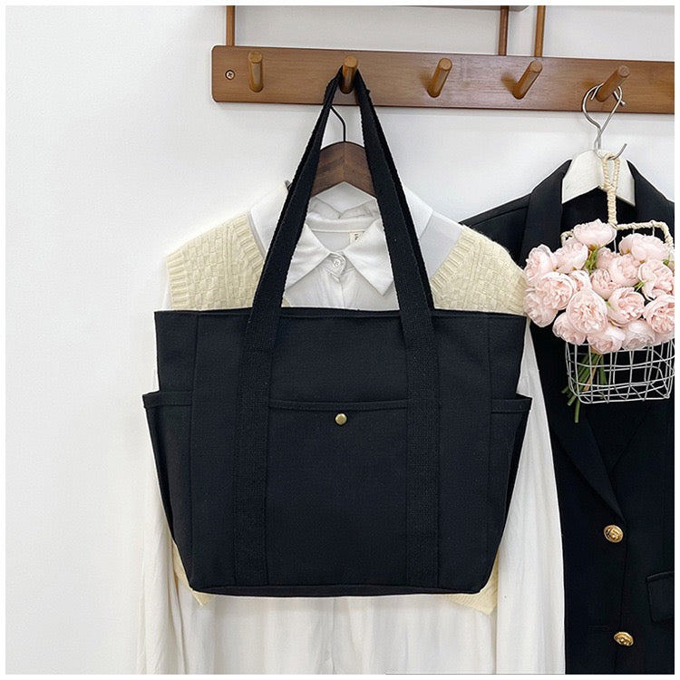 <<READY STOCK>> Tokyo Casual Canvas Tote Bag With Side Pocket