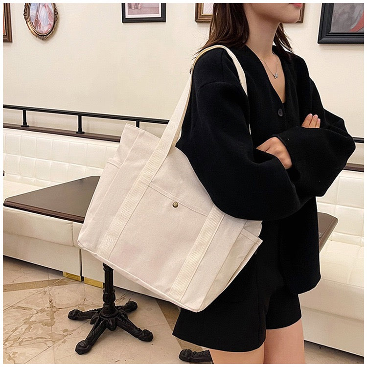 <<READY STOCK>> Tokyo Casual Canvas Tote Bag With Side Pocket