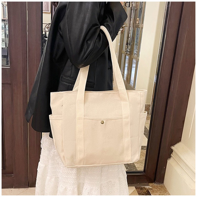 <<READY STOCK>> Tokyo Casual Canvas Tote Bag With Side Pocket