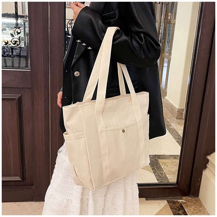 <<READY STOCK>> Tokyo Casual Canvas Tote Bag With Side Pocket
