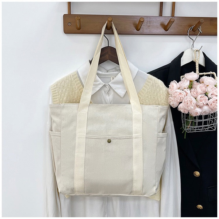 <<READY STOCK>> Tokyo Casual Canvas Tote Bag With Side Pocket