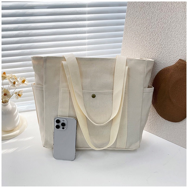 <<READY STOCK>> Tokyo Casual Canvas Tote Bag With Side Pocket