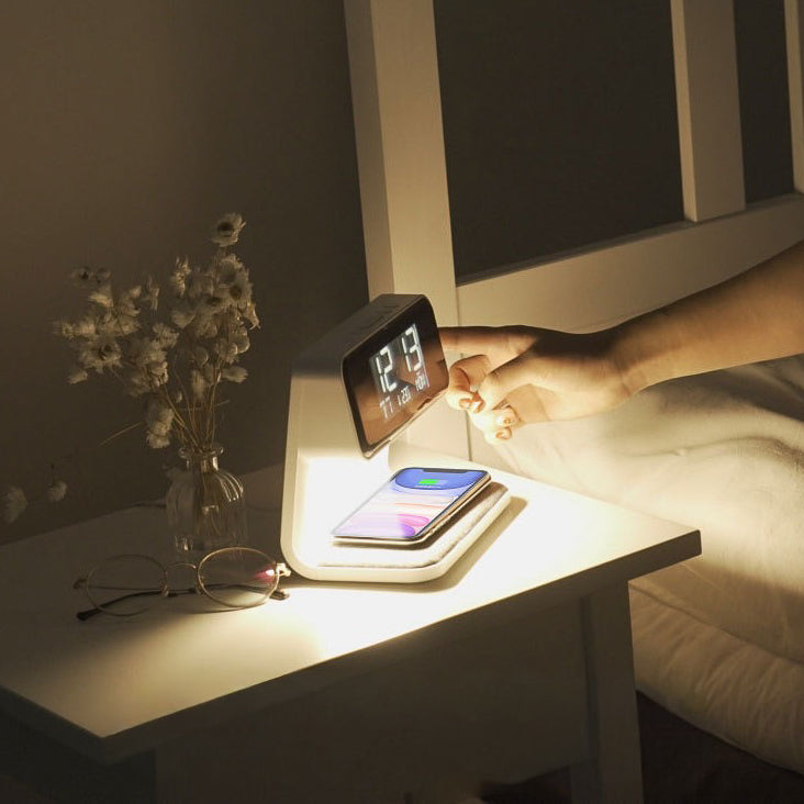 Modern Multifunctional Wireless Charging Pad + LED Lamp + Display Clock (5 - 9 Working Days Delivery)