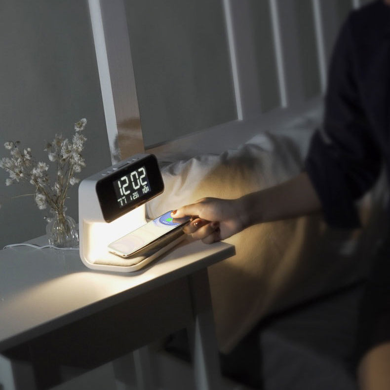 Modern Multifunctional Wireless Charging Pad + LED Lamp + Display Clock (5 - 9 Working Days Delivery)