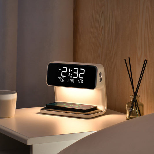 Modern Multifunctional Wireless Charging Pad + LED Lamp + Display Clock (5 - 9 Working Days Delivery)