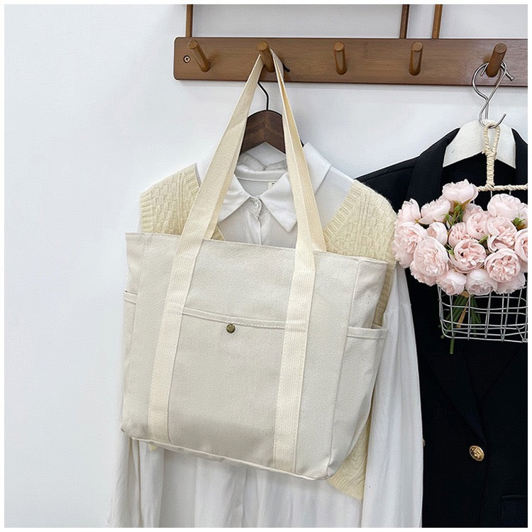 <<READY STOCK>> Tokyo Casual Canvas Tote Bag With Side Pocket