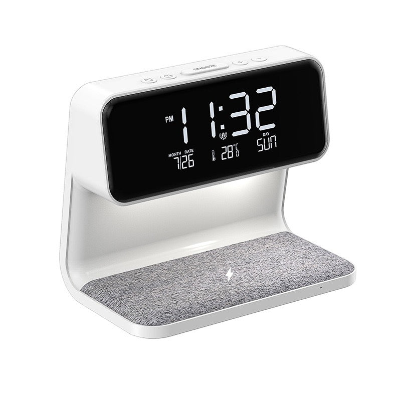 Modern Multifunctional Wireless Charging Pad + LED Lamp + Display Clock (5 - 9 Working Days Delivery)