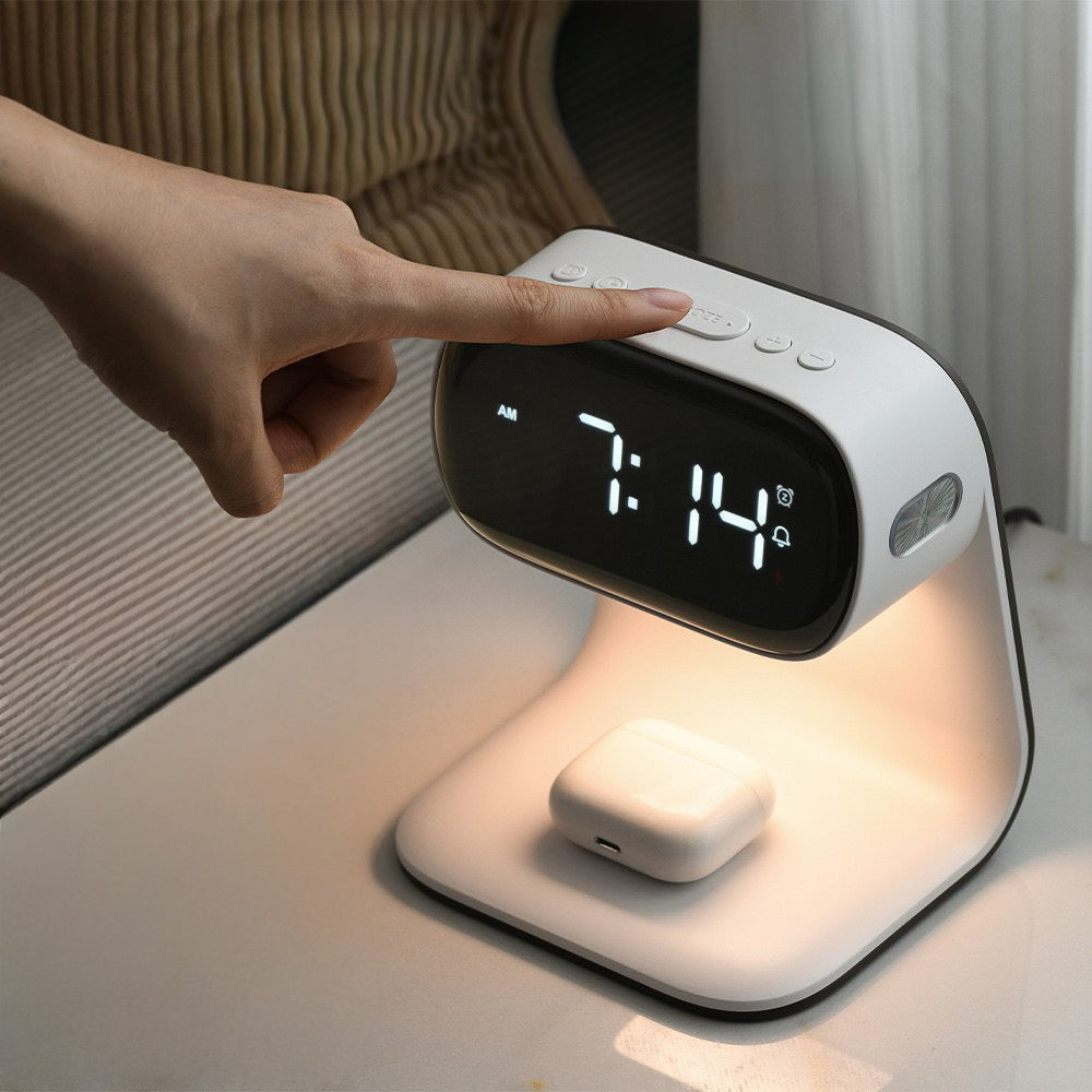 V2 Modern Multifunctional Wireless Charging Pad + LED Lamp + Display Clock (5 - 9 Working Days Delivery)