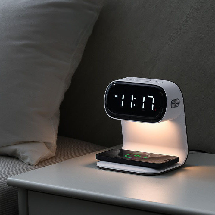 V2 Modern Multifunctional Wireless Charging Pad + LED Lamp + Display Clock (5 - 9 Working Days Delivery)