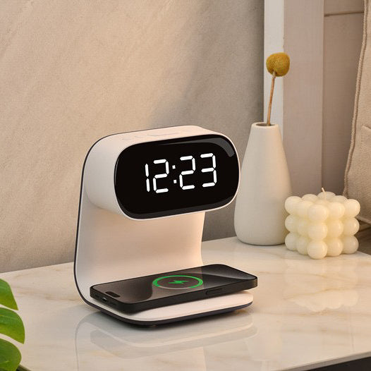 V2 Modern Multifunctional Wireless Charging Pad + LED Lamp + Display Clock (5 - 9 Working Days Delivery)