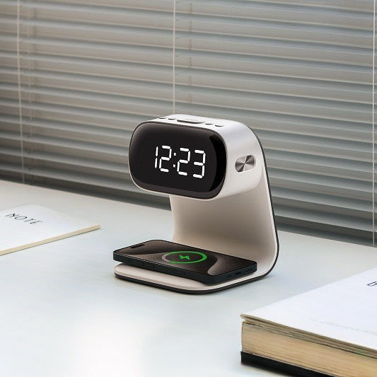 V2 Modern Multifunctional Wireless Charging Pad + LED Lamp + Display Clock (5 - 9 Working Days Delivery)