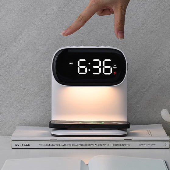V2 Modern Multifunctional Wireless Charging Pad + LED Lamp + Display Clock (5 - 9 Working Days Delivery)