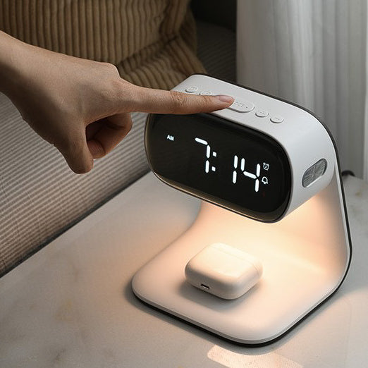 V2 Modern Multifunctional Wireless Charging Pad + LED Lamp + Display Clock (5 - 9 Working Days Delivery)