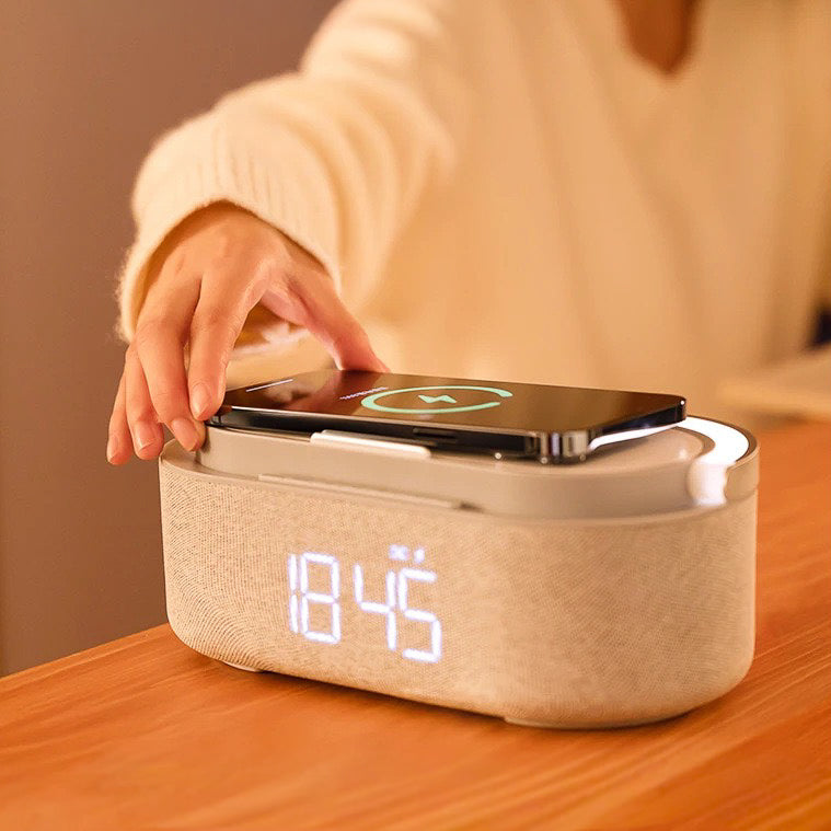 S29 6 In 1 Wireless Charging Pad +Bluetooth Speaker + Display Clock (5 - 9 Working Days Delivery)