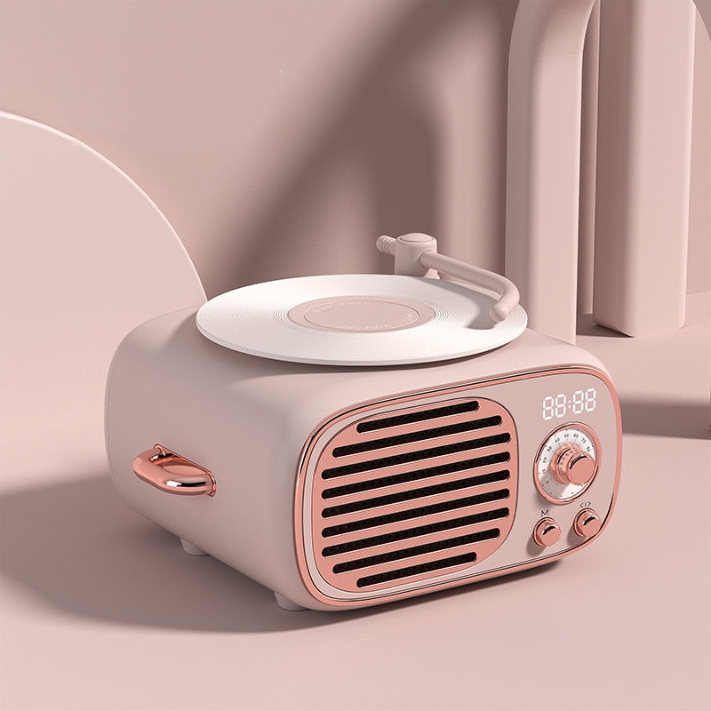 << READY STOCK >> DY12 Vintage Vinyl Player Bluetooth Speaker With Clock