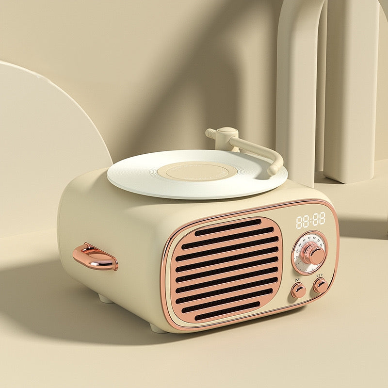 << READY STOCK >> DY12 Vintage Vinyl Player Bluetooth Speaker With Clock
