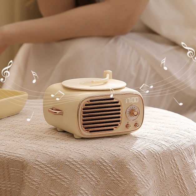 << READY STOCK >> DY12 Vintage Vinyl Player Bluetooth Speaker With Clock