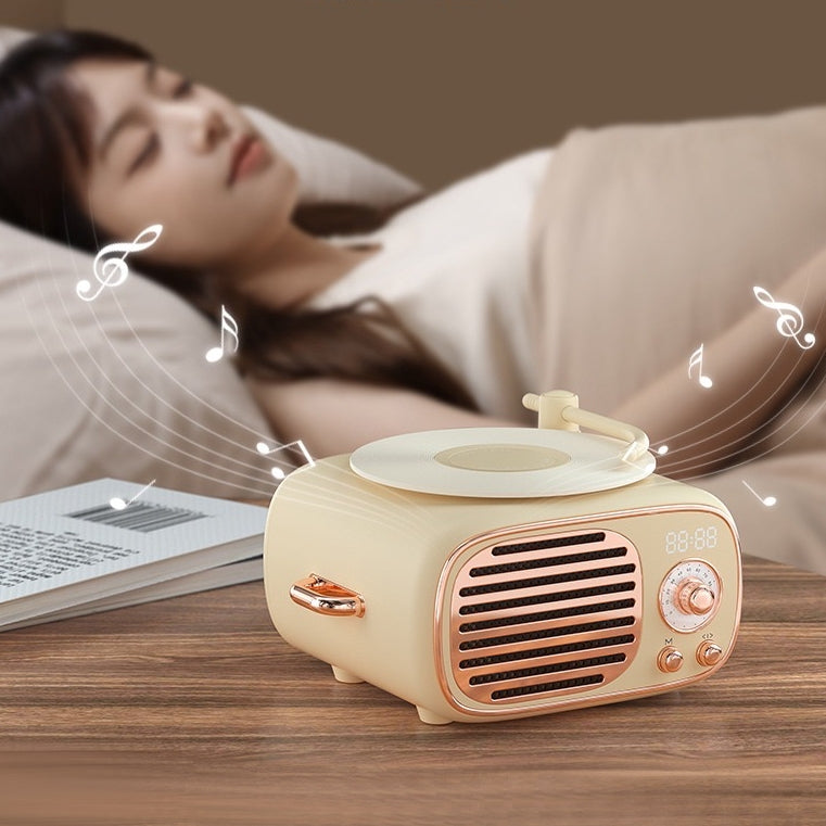 << READY STOCK >> DY12 Vintage Vinyl Player Bluetooth Speaker With Clock