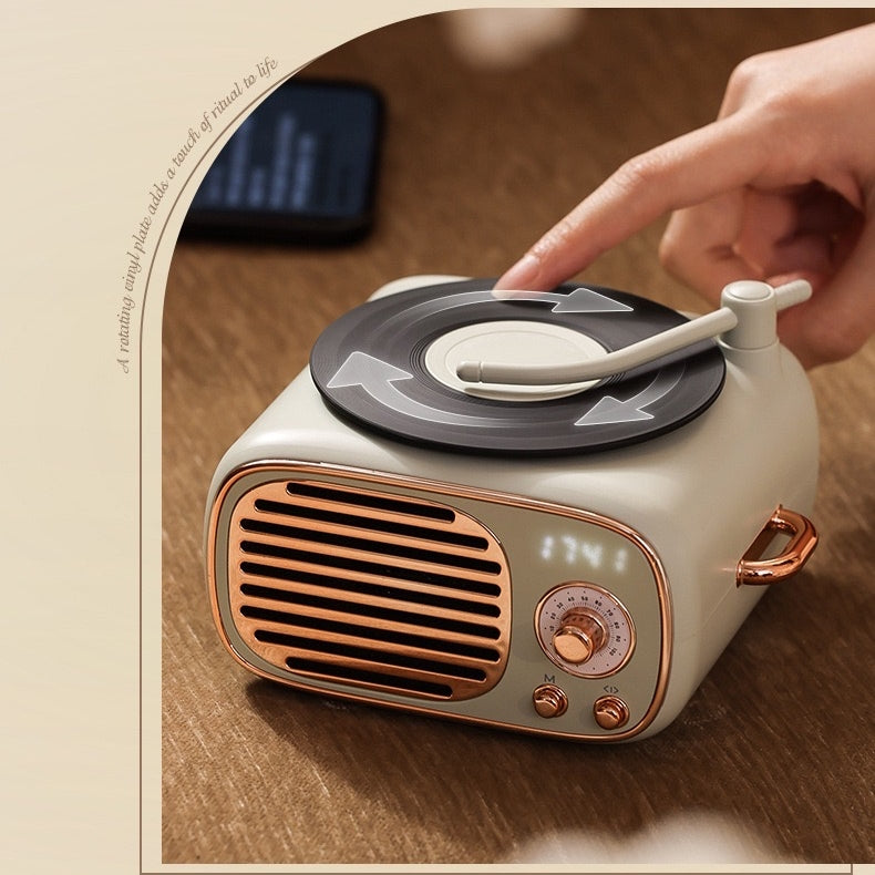 << READY STOCK >> DY12 Vintage Vinyl Player Bluetooth Speaker With Clock
