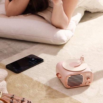 << READY STOCK >> DY12 Vintage Vinyl Player Bluetooth Speaker With Clock