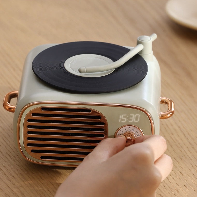 << READY STOCK >> DY12 Vintage Vinyl Player Bluetooth Speaker With Clock