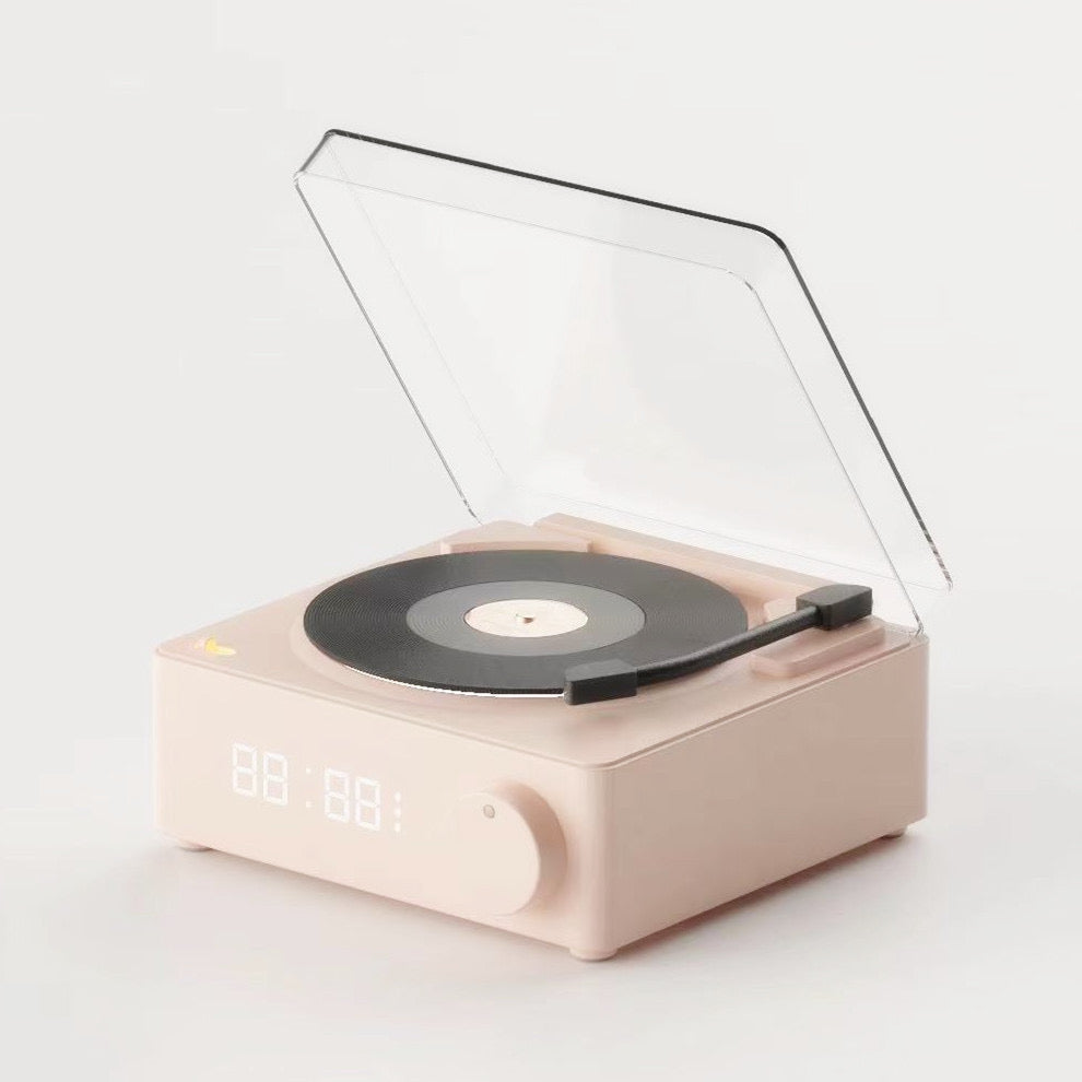 Classic Vinyl Player Bluetooth Speaker With Clock (5 - 9 Working Days Delivery)