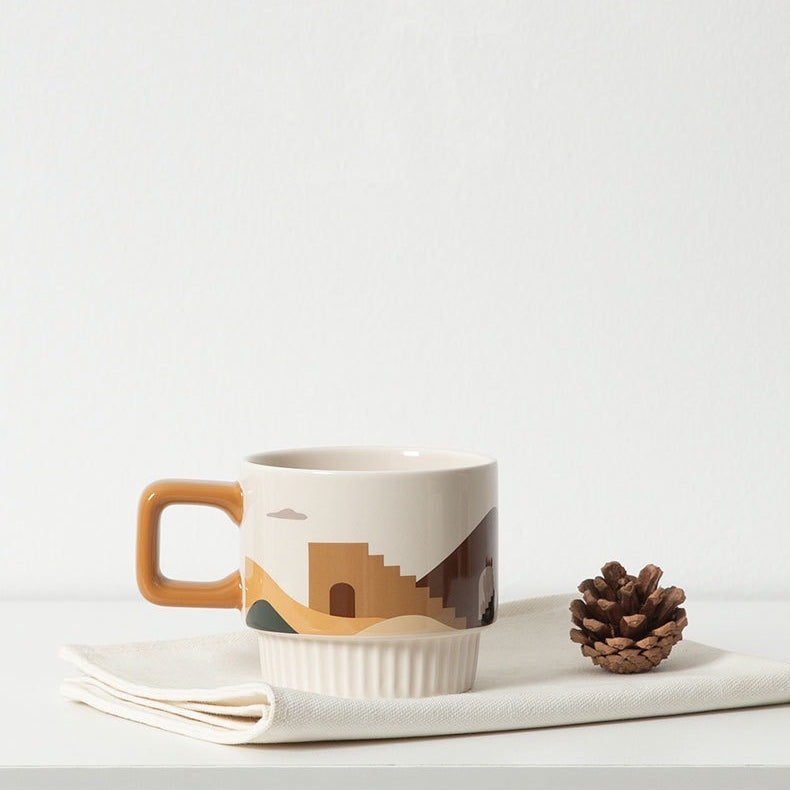 Minimal Flat-Design Ceramic Coffee Mug  (5-9 WORKING DAYS DELIVERY)