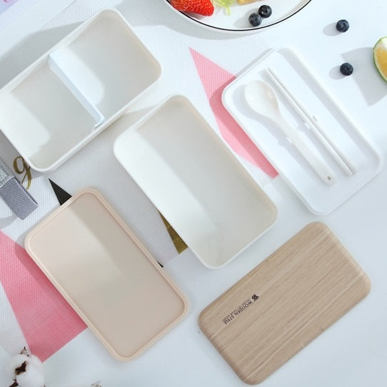 << READY STOCK >> Wood Pattern Double Layer Lunch Box