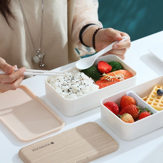 << READY STOCK >> Wood Pattern Double Layer Lunch Box